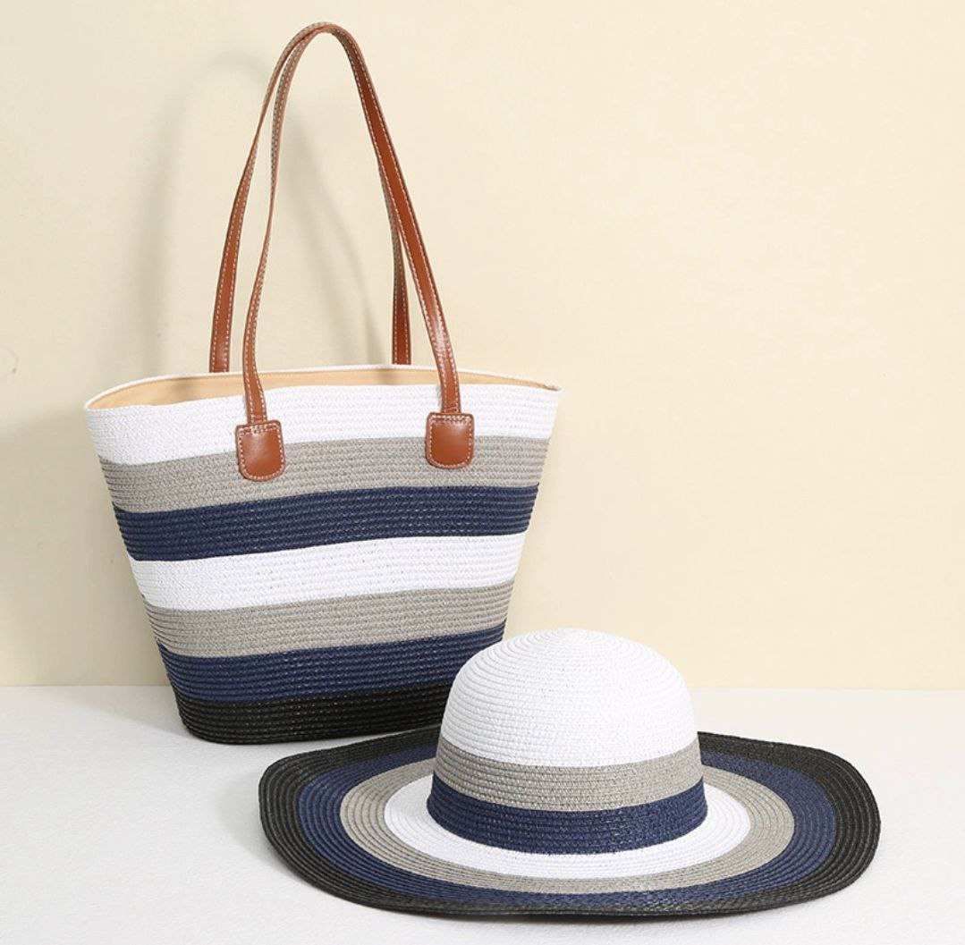 Straw Woven Beach Bag (Kiondo) with With A Matching Hat 2