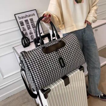 Haoranshe Houndstooth Travel Duffel Bag.
