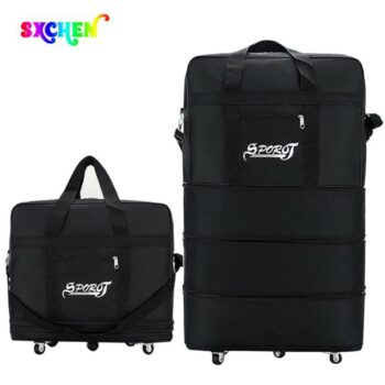 Double Layer Expandable Travel Bag with Detachable Wheels