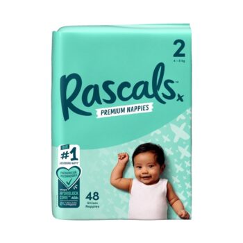 Rascals Premium Adhesive Infant Nappy Diapers Size 2 (4-8 Kgs) - 48 Pieces
